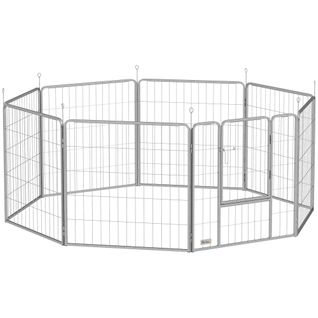 Parc Modulable Pliable Pour Chiots Et Petits Animaux, Acier Inoxydable, 80 Cm Haut