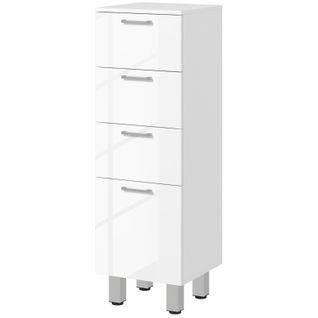 Colonne De Rangement Étroite Avec 3 Tiroirs, Blanc, 30x30x93 Cm