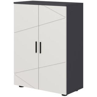 Armoire Basse De Salle De Bain Double Porte, Étagères Réglables, 60x30x82 Cm Gris