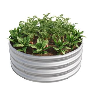 Bac à Fleur Rond Galvanisé 45x45x30 Cm, Robuste Et Durable, Pour Jardin Extérieur, Argenté