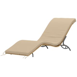 Chaise Longue De Jardin En Rotin Synthétique Avec Coussin Beige