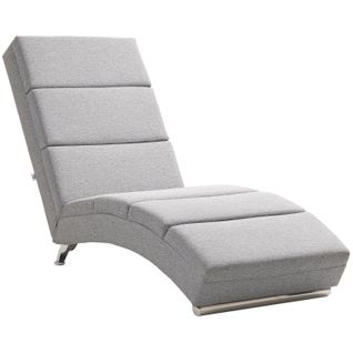 Fauteuil Relax Lounge En Lin Gris Clair Avec Pieds En Acier, Design Élégant
