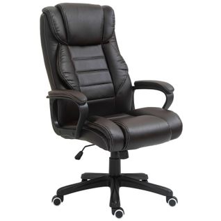 Fauteuil Relax Ergonomique Avec Fonction Massage Et Dossier Haut, Marron