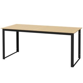 Table De Jardin En Métal 175x78 Cm Effet Bois Pour Terrasse Et Balcon