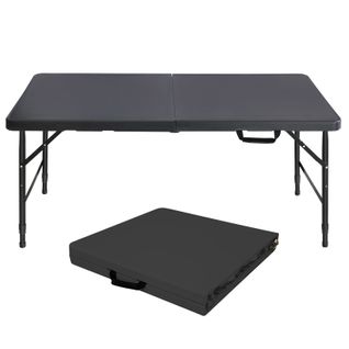 Table Pliante Robuste Portable 125 Cm, Hauteur Réglable, Noire