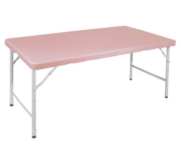 Table Pliante Robuste Portable 125 Cm, Hauteur Réglable, Rose