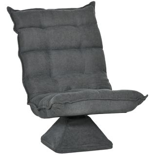 Fauteuil Au Sol Pivotant Avec Dossier Inclinable, Coussin Lounge Gris