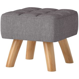 Tabouret Moderne En Lin Avec Pieds En Bois, Siège Polyvalent Pour Salon Et Chambre