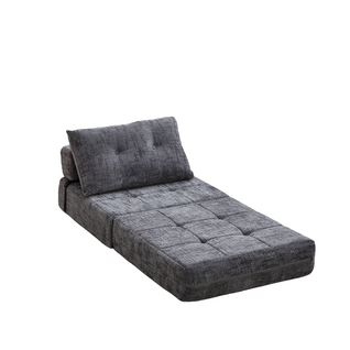 Fauteuil Pliable Avec Coussins, Matelas Confortable Pour Salon Et Chambre, Gris