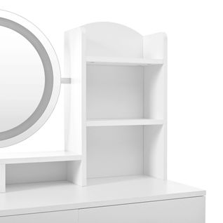 Coiffeuse 4-en-1 Avec Miroir Intégral, LED Et 4 Tiroirs, Blanc