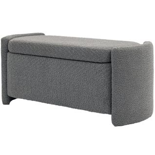 Banc Coffre De Rangement En Tissu Avec Assise Rembourrée 105 Cm - Gris