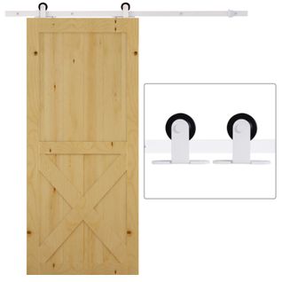 Kit Complet De Rails Pour Portes Coulissantes 183 Cm Acier Blanc