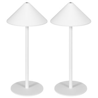 Lot De 2 Lampes De Table LED Rechargeables 3 Couleurs Touch Métal Blanc