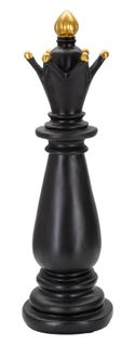 Statue Fou Noir Et Doré Style Échecs 38,5 Cm