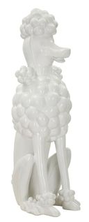 Statuette Chien Caniche Assis 26x20x61 Cm Blanc Moderne