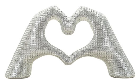 Statue Mains Amoureux Argentée Décoration Moderne 25 X 7,5 X 13,5 Cm