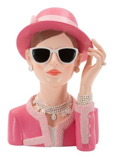 Statue Femme Paris Chic Costume Rose 18 X 11 X 26 Cm