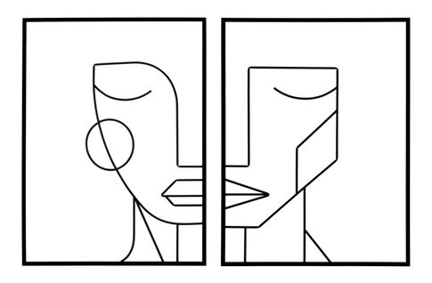 Panneaux Muraux Métal Tribal Visage Stylisé 2 Pièces - 60x1x80 Cm