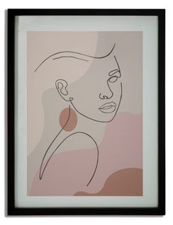 Impression Encadrée Visage Féminin Minimaliste Tons Doux 35x2x47 Cm