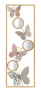 Décoration Murale 3d Papillons Et Miroirs Rectangulaire Métal 31x2x90 Cm