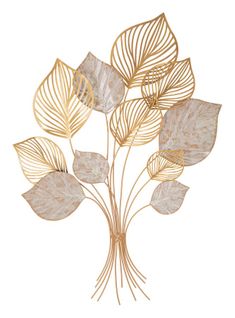 Décoration Murale 3d Felix Feuilles Finement Sculptées Métal 63x4x85 Cm