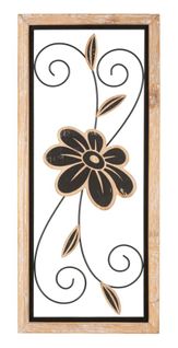 Panneau Mural Décoratif Fleurs En Métal Et Bois Style Bohème 60 Cm