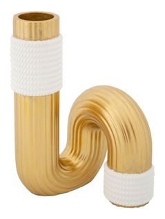 Vase Élégant Bann En Polyester Blanc Et Doré Pour Décoration Moderne