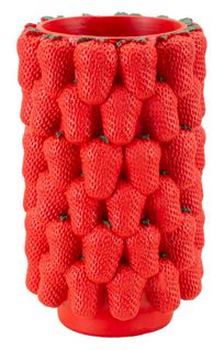 Vase Moderne En Résine Fraises Ø 20x32 Cm Décoration Originale Couleur Rouge