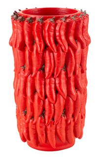 Vase Moderne En Résine Piments Ø 20x34 Cm Décoration Originale Couleur Rouge
