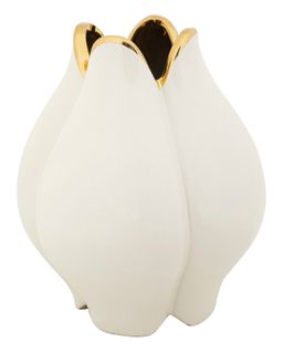 Vase En Céramique Potter Ø 23x27,5 Cm Finition Dorée Design Bouton De Fleur