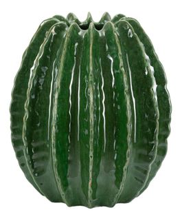 Vase Boule Cactus Vert En Céramique Moderne Ø28x31 Cm