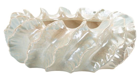Cache-pot Perlé En Céramique Moderne 43x16 Cm Couleur Nacrée