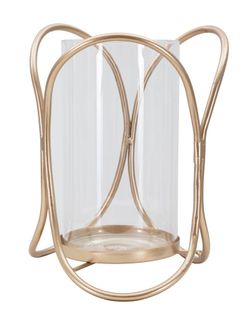 Bougeoir En Métal Doré Foncé Ø16x21,5 Cm Avec Verre Décoratif