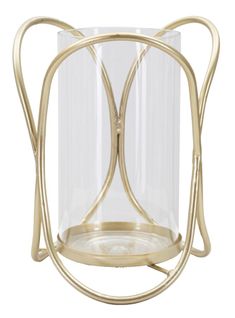 Bougeoir En Métal Doré Ø16x21,5 Cm Avec Coupe En Verre Design