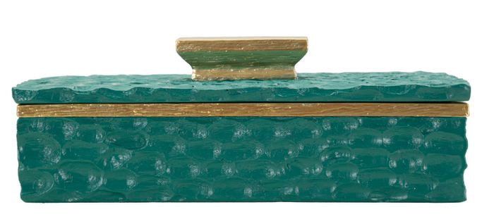 Bougeoir Décoratif En Résine Vert Et Doré 18,8x6,4x10,8 Cm Style Élégant