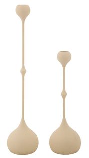 Lot De 2 Bougeoirs Slimmy Crème Et Doré Ø8x26-ø8x37 Cm