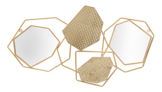 Miroir Mural Géométrique Doré 91x52 Cm Style Cubisme Pour Salon Et Entrée