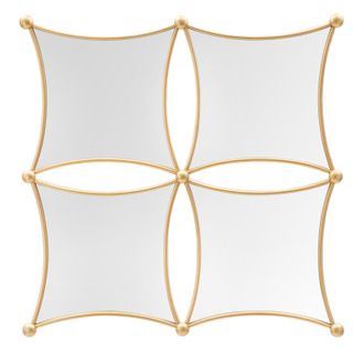 Miroir Mural Géométrique Doré 68x68 Cm 4 Panneaux Pour Salon Et Entrée