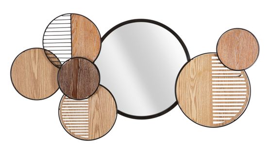 Miroir Mural Rond 123x64 Cm Cadre Bohème Multicolore Décoratif