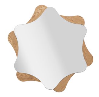 Miroir Mural Étoile 80 Cm Avec Décor Bois Rond Moderne