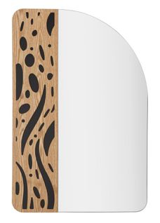 Miroir Mural Moderne 60x90 Cm Avec Décor Bois Rond Et Doux