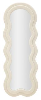 Miroir Mural Crème 60x160 Cm Avec Cadre En Tissu Bouclé Moderne