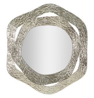 Miroir Mural Argenté 66x75 Cm En Métal Design Arrondi