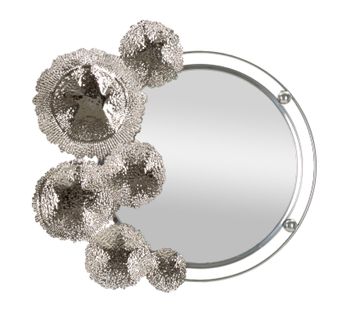 Miroir Mural Argenté 85x80 Cm Avec Décor Floral Élégant En Métal