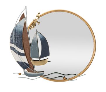 Miroir Mural Décoratif Multicolore 71x64 Cm Avec Voiliers Modernes