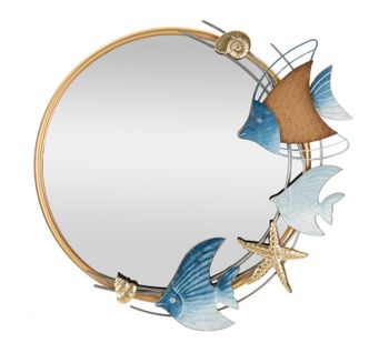 Miroir Mural Décoratif Multicolore 68x67 Cm Motif Poissons Marins