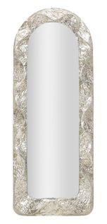Miroir Mural Argenté Martelé 61x160 Cm Design Vertical Élégant