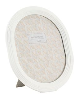Cadre Photo Ovale Moderne En Résine Blanche 25x2x30 Cm Pour Photo 20x25 Cm