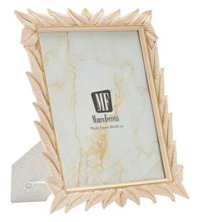 Cadre Photo Crème 27x32 Cm Avec Finition Feuilles Dorées Pour Photo 20x25 Cm