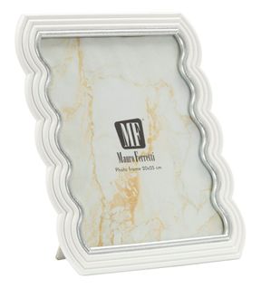 Cadre Photo Blanc Et Argent 25x30 Cm Design Ondulé Moderne Pour Photo 20x25 Cm